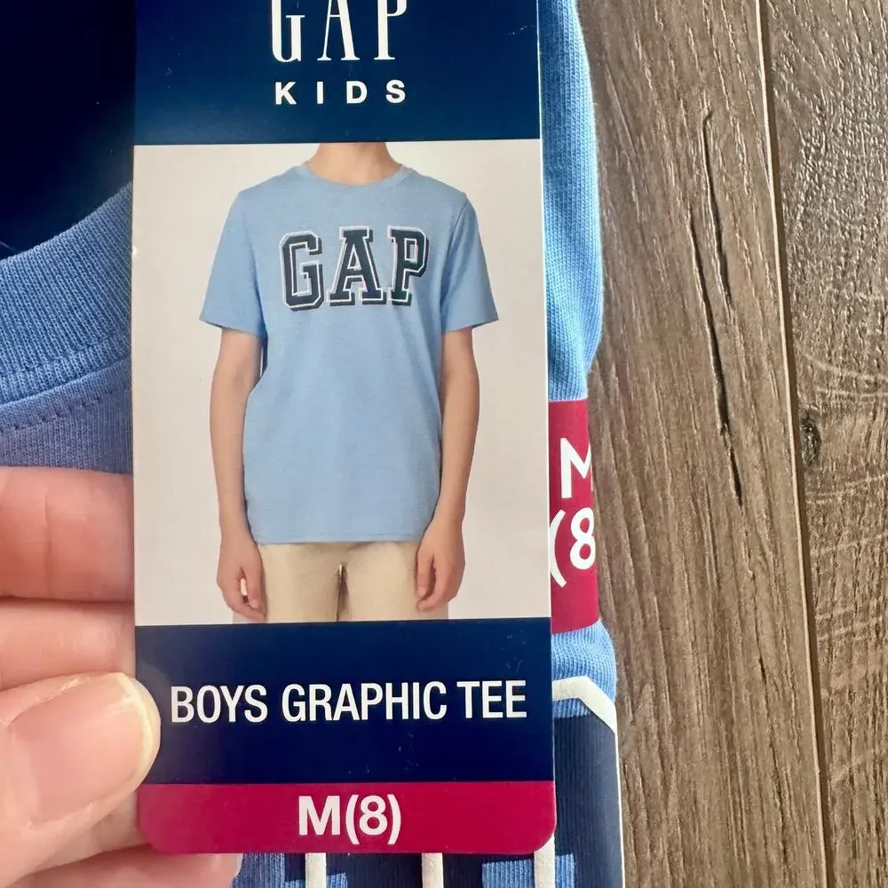 Gap Logo Graphic Tshirt Blue Kids Medium / 8 Basic Classic NEW